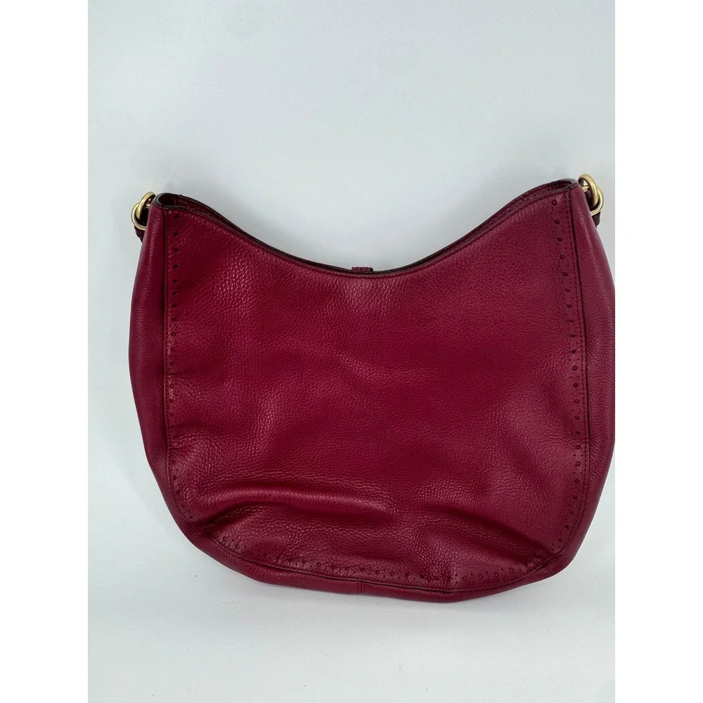 Kate Spade Hobo Bag Women Fuchsia Pebbled Leather‎ Tassel Perforated PXRU5600